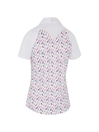 Callaway Golf Ladies Birdie and Eagle Print Golf Polo - Brilliant White