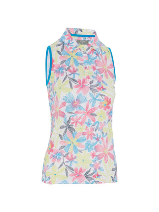 Callaway Golf Ladies Sleeveless Golf Polo Shirt -  Chevron Floral Print