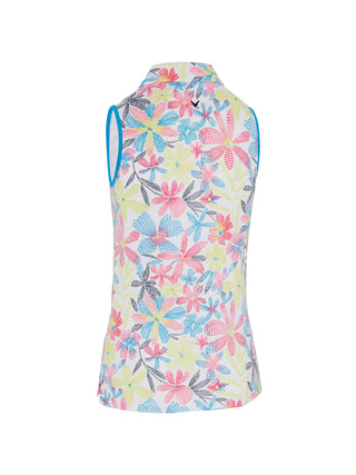 Callaway Golf Ladies Sleeveless Golf Polo Shirt -  Chevron Floral Print