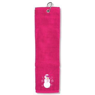 Snowman Golf Towel - Pink