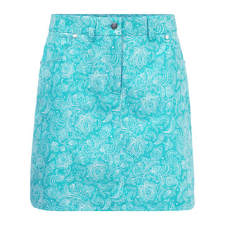 Pure Golf Clarity Paisley Print Ladies Golf Skort - Ocean Blue