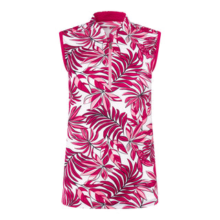 Tail Ladies Golf Yanira Sleeveless Polo - Summer Leaves