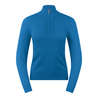 Pure Golf Brace Super Soft Lined Golf Jumper Quarter Zip- Vallarta Blue