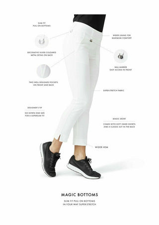 Daily Sports Magic Pull On High Water Ankle Golf Trouser - White