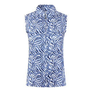 Pure Golf Ladies Rise Sleeveless Polo Shirt - Indigo Jungle