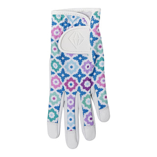 Pure Golf Ladies Alisa Cabretta Leather Lycra Comfort Stretch Golf Glove- Geo Flower