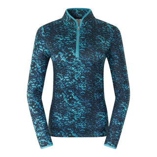 Pure Golf Ashlea Long Sleeve Zip Top - Tourmaline Leopard