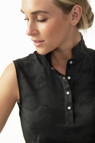 Daily Sports Jess Cap Sleeve Polo Shirt - Black