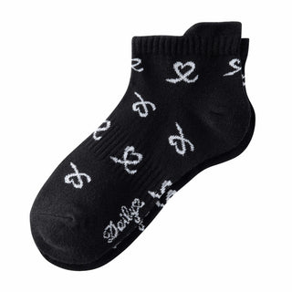 Pair Of Heart Ladies Black Golf Socks - Daily Sports