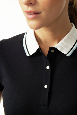 Daily Sports Candy Cap Sleeve Polo Shirt - Navy