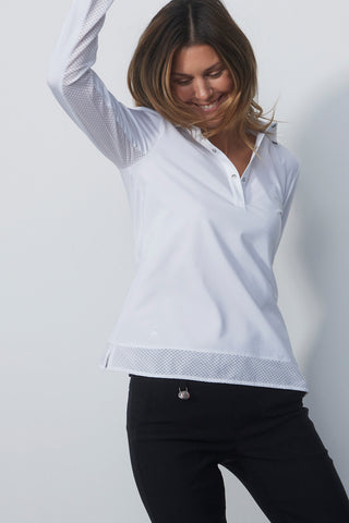 Daily Sports Corina Long Sleeve Polo Shirt - White