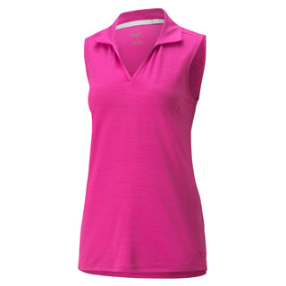 Puma Ladies Golf Cloudspun Coast Sleeveless Polo - Festival Fuschia Heather