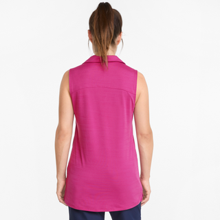 Puma Ladies Golf Cloudspun Coast Sleeveless Polo - Festival Fuschia Heather