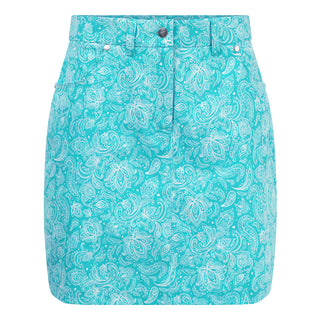 Pure Golf Clarity Paisley Print Ladies Golf Skort - Ocean Blue