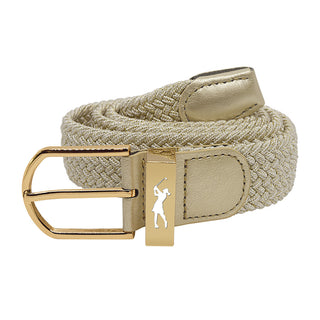 Surprizeshop Metallic Gold Stretch Webbing Women's Golf Belt