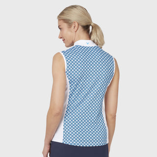 Callaway Golf Ladies Printed Floral Geo Sleeveless Polo - Caviar