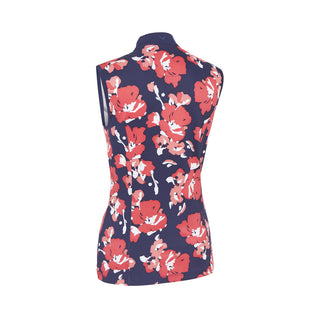 Callaway Golf Ladies Large Scale Floral Print Sleeveless Polo - Peacoat