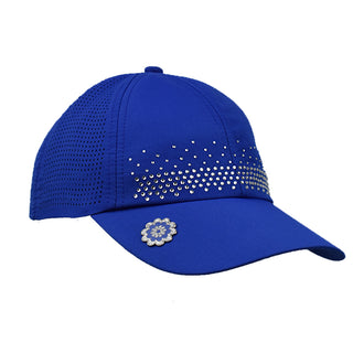 Ladies Golf Crystal Magnetic Soft Fabric Cap with Ball Marker- Blue