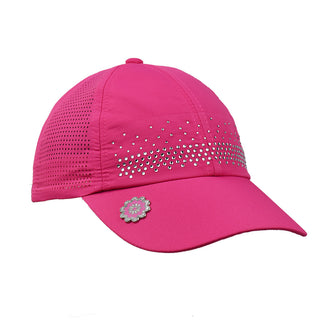 Ladies Golf Crystal Magnetic Soft Fabric Cap with Ball Marker- Pink