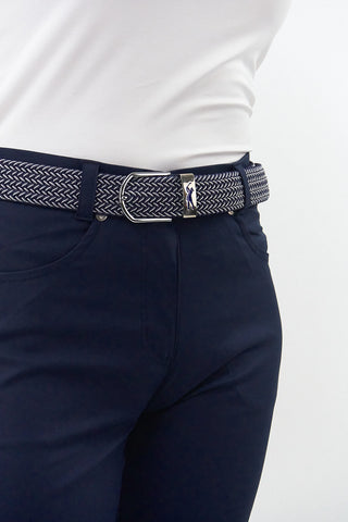 Surprizeshop Navy and White Stretch Webbing Ladies Golf Belt