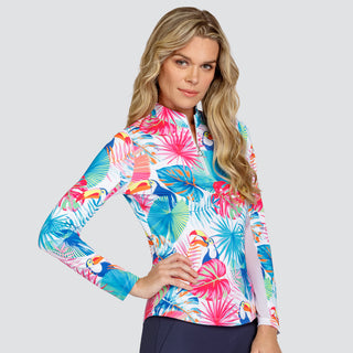 Tail Ladies Golf Brigitta Long Sleeve 1/4 Zip Polo - Jungle Jive