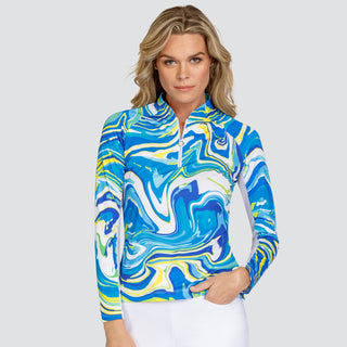 Tail Ladies Golf Kali Long Sleeve 1/4 Zip Polo - Marble Flow