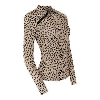 Tail Ladies Marena Long Sleeve Polo - Spotted Cheetah