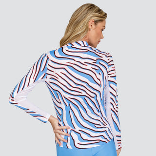 Tail Ladies Golf Aldyn Long Sleeve 1/4 Zip Polo - Zebra Safari