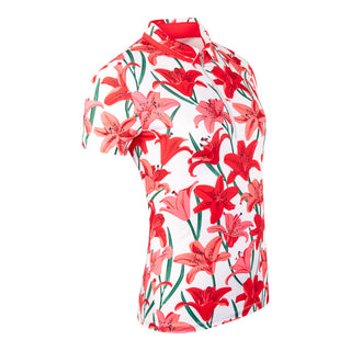 Tail Ladies Pau Short Sleeve Golf Polo - Valencia Lilies