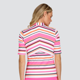 Tail Ladies Golf Colette Elbow Sleeve Polo- Sherbert Stripe