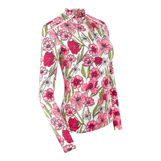 Tail Ladies Theola Long Sleeve Polo - Strawberry Blossoms