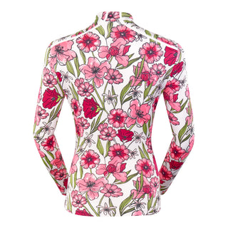 Tail Ladies Theola Long Sleeve Polo - Strawberry Blossoms