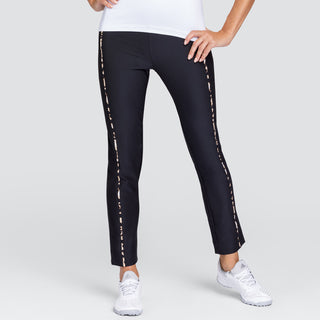 Tail Ladies Golf Chantale Pull On Black 28 Inch Ankle Trouser with Leopard Print Detaling