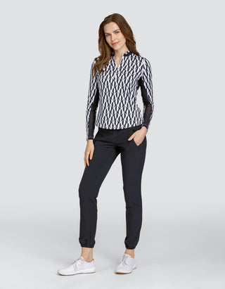 Tail Ladies Adaline Long Sleeve Polo - Magnetic Geo