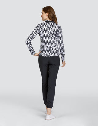 Tail Ladies Adaline Long Sleeve Polo - Magnetic Geo