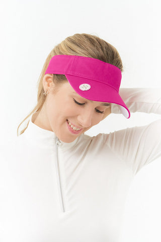 Ladies Velcro Golf Visor With Built-In Ball Marker - Pink