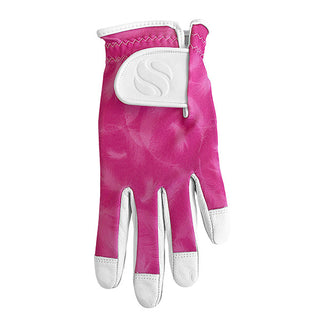 Cabretta Leather Lycra Comfort Stretch Left Hand Ladies Golf Glove - Flamingo Pink Feather