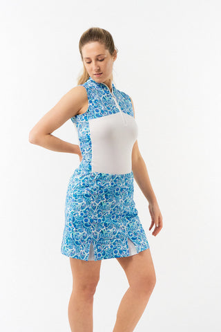 Harmony Sleeveless Golf Polo- Peacock Swirl
