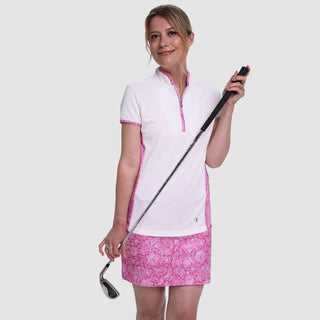 Pure Golf  Bliss Cap Sleeve Polo Shirt - Azalea