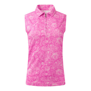 Pure Golf Rise Sleeveless Zip Polo Shirt - Azalea