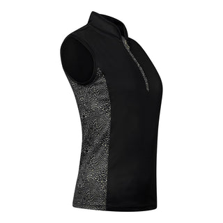 Pure Golf Ladies Elise Sleeveless Polo Shirt - Black Cheetah