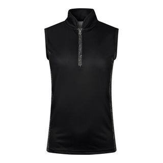 Pure Golf Ladies Elise Sleeveless Polo Shirt - Black Cheetah