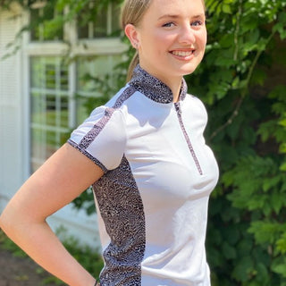 Pure Golf Ladies Brooke Cap Sleeve Polo Shirt - Cheetah
