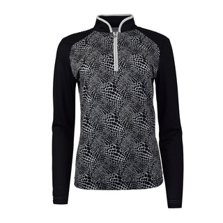 Pure Golf Sienna Long Sleeve Zip Neck Top - Mono Snake