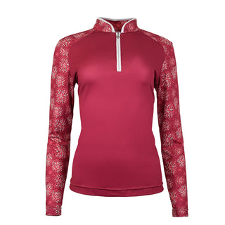 Pure Golf Hazel Long Sleeve Zip Neck Top - Garnet Berry