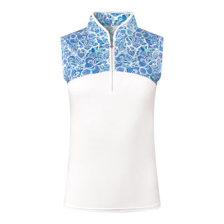 Harmony Sleeveless Golf Polo- Peacock Swirl