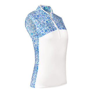Harmony Sleeveless Golf Polo- Peacock Swirl