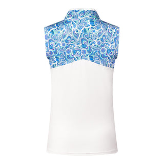 Harmony Sleeveless Golf Polo- Peacock Swirl
