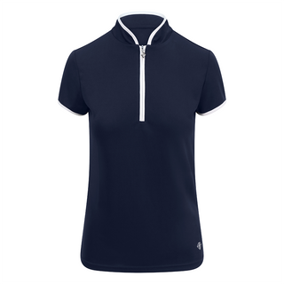 Pure Golf Bloom Ladies Cap Sleeve Polo Shirt - Navy