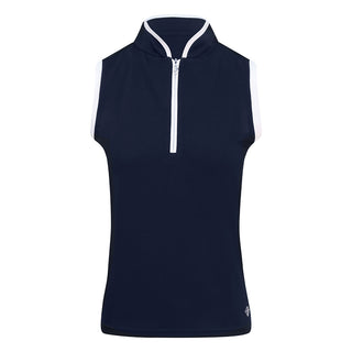 Pure Golf Bloom Ladies Sleeveless Golf Polo Shirt - Navy